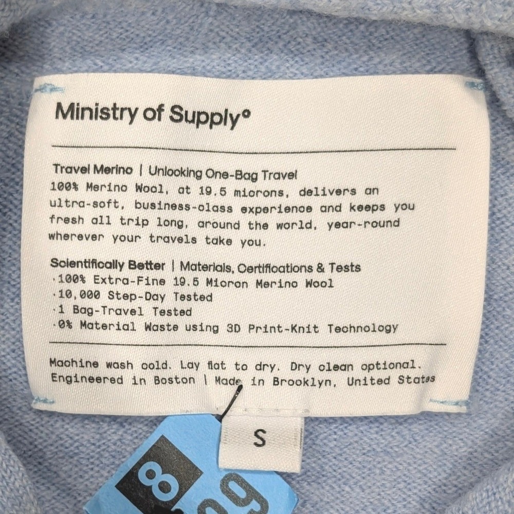Ministry of Supply Light Blue Travel Merino Sweatshirt